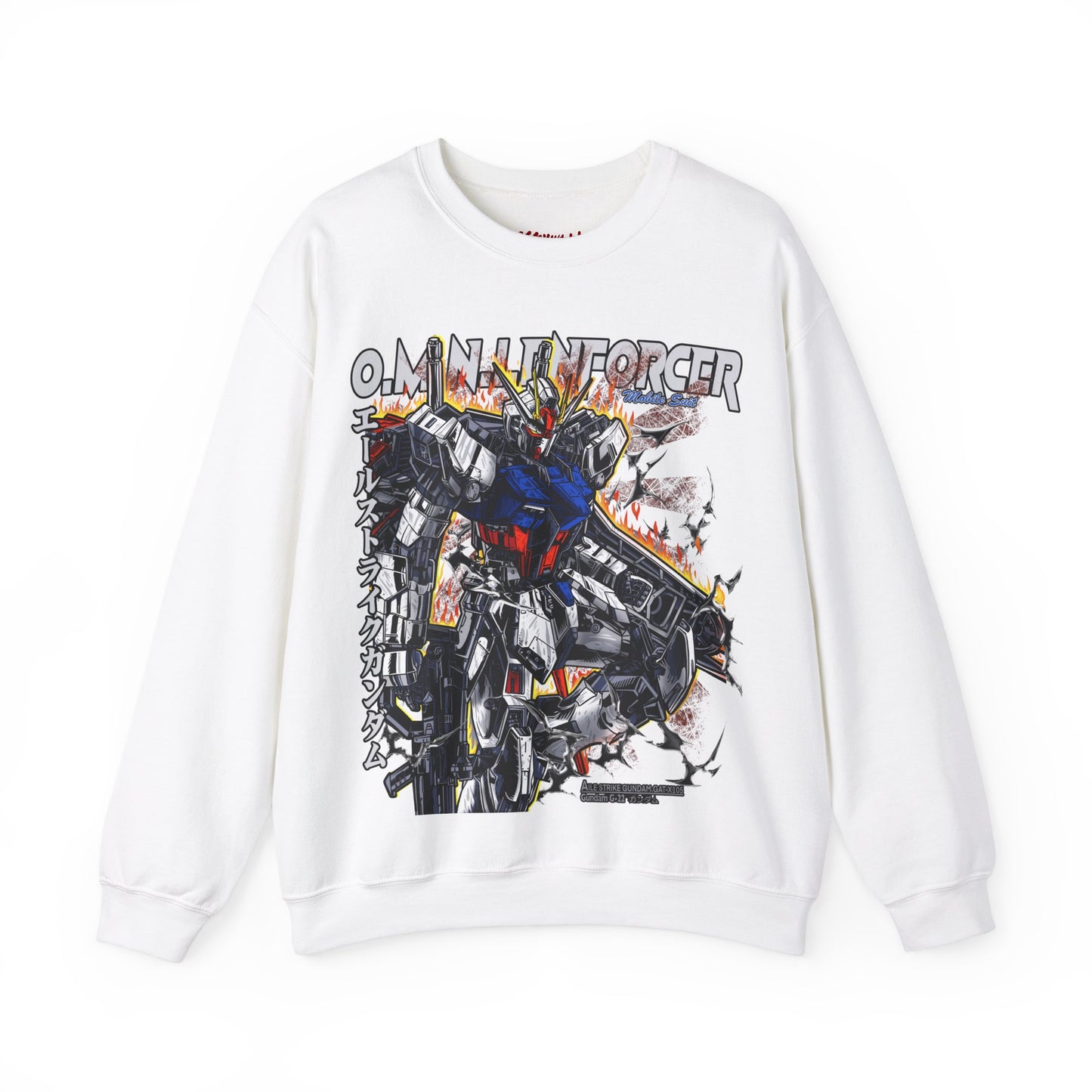 GUNDAM MOBILE SUIT GAT-X105+AQME-X01 AILE STRIKE GUNDAM CREWNECK SWEATSHIRT