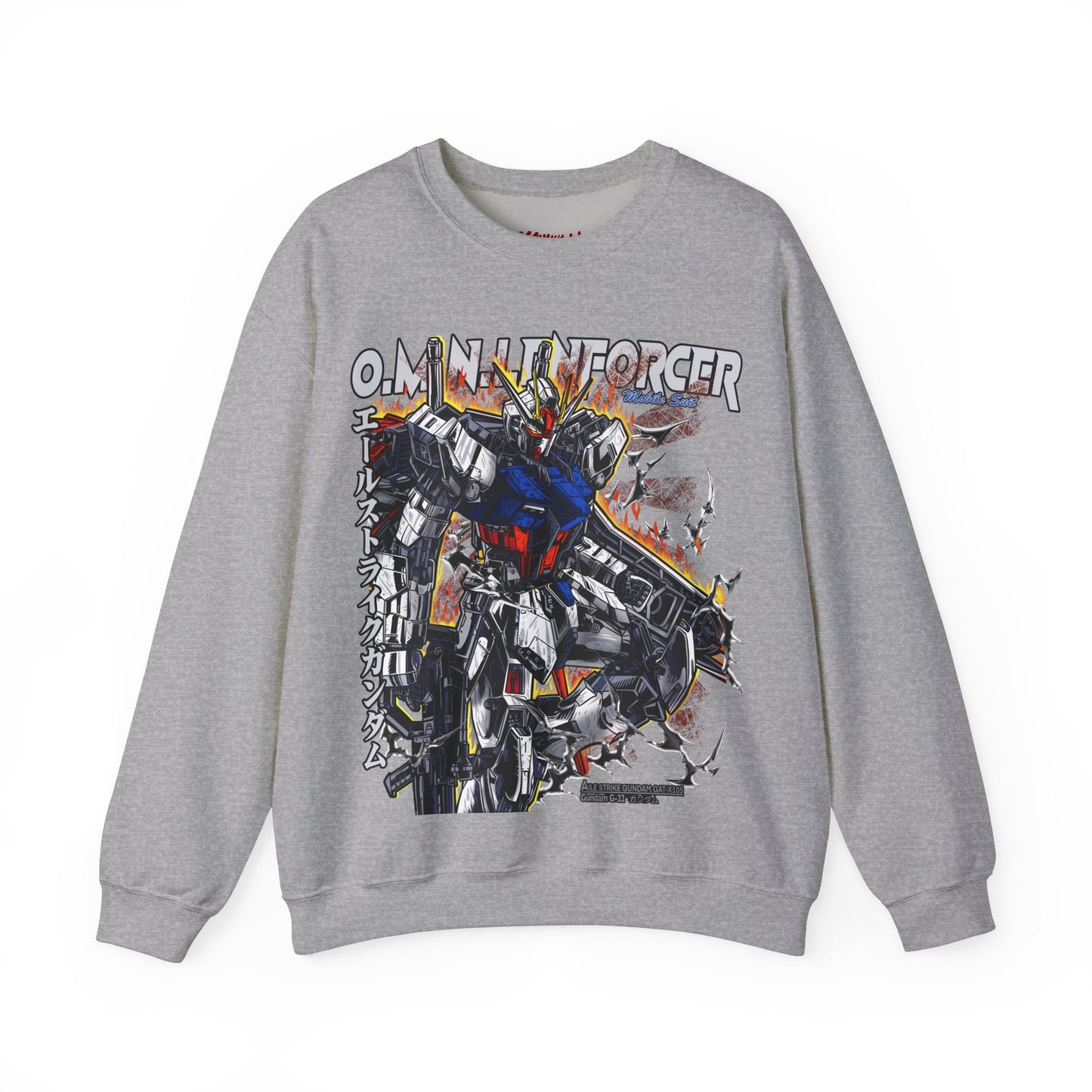 GUNDAM MOBILE SUIT GAT-X105+AQME-X01 AILE STRIKE GUNDAM CREWNECK SWEATSHIRT