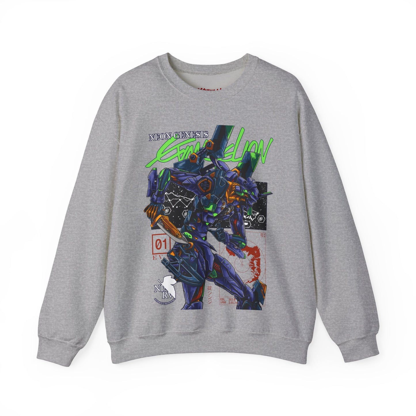 GUNDAM MOBILE SUIT NEON GENESIS EVANGELION CREWNECK SWEATSHIRT